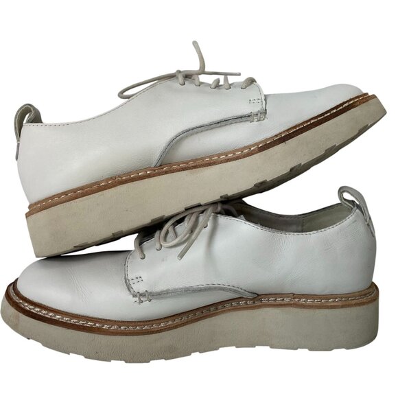 Clarks Trace Walk Casual Shoes Womens sz 6.5 Platform White Leather Preppy Boho - Picture 5 of 10